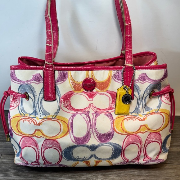 Coach Vibrant Pink and Yellow Shoulder Bag - Picture 2 of 11